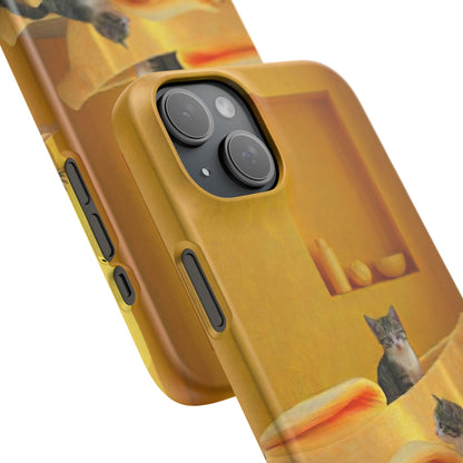 Cat Cozy Phone Case – Cute Kittens in Yellow Living Room Snap Case