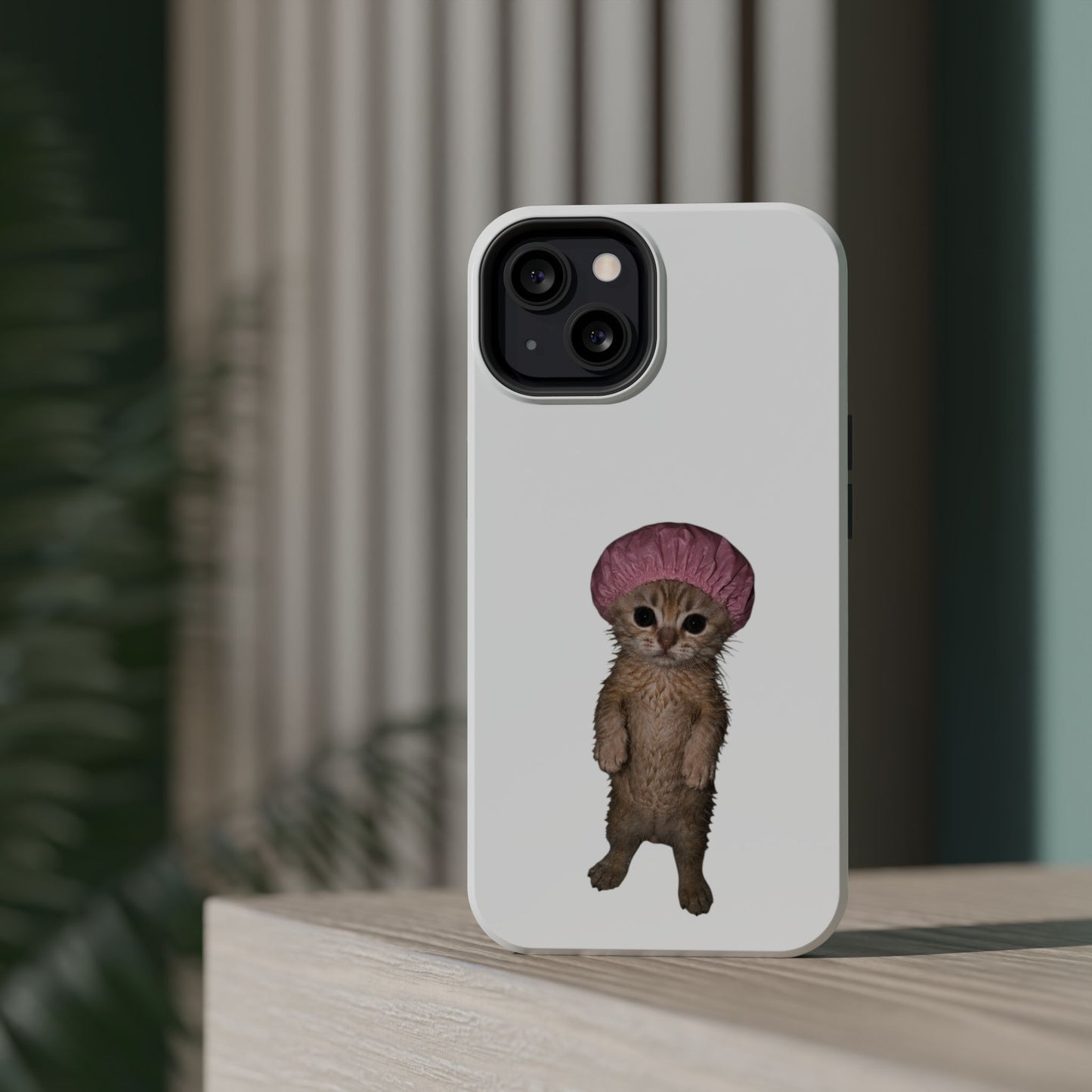 Cute Kitten in Shower Cap  Magnetic Impact-Resistant