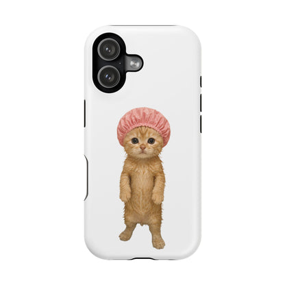 Cute Kitten in Shower Cap Magnetic Impact-Resistant Phone Case
