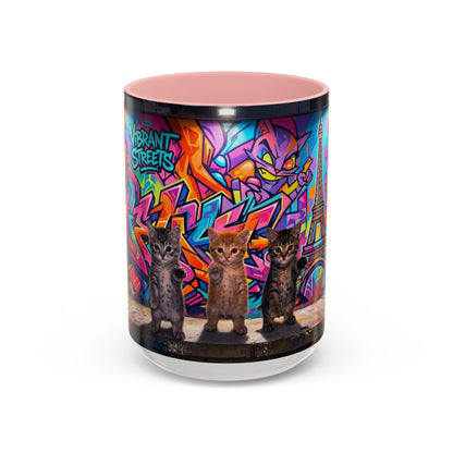 Street Kitties Graffiti Coffee Mug — Colorful Cat Art Accent Mug (11/15oz)