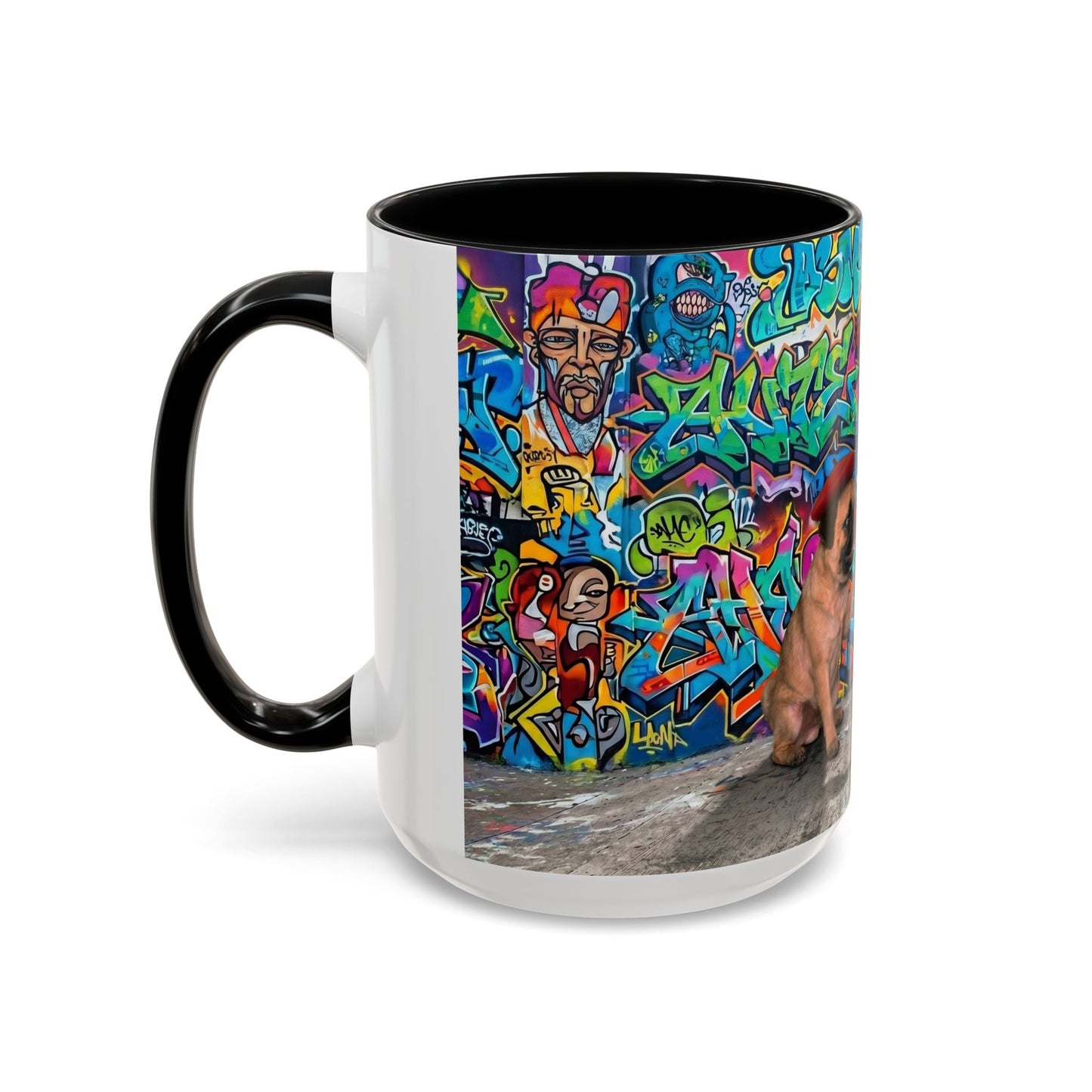 Graffiti Pug Coffee Mug — Colorful Street Art Accent Mug (11/15oz)