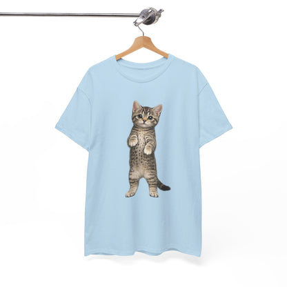 Standing Tabby Kitten T-Shirt — Cute Cat Graphic Tee for Cat Lovers