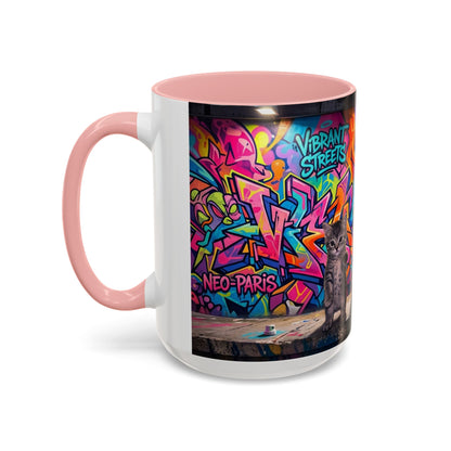 Street Kitties Graffiti Coffee Mug — Colorful Cat Art Accent Mug (11/15oz)