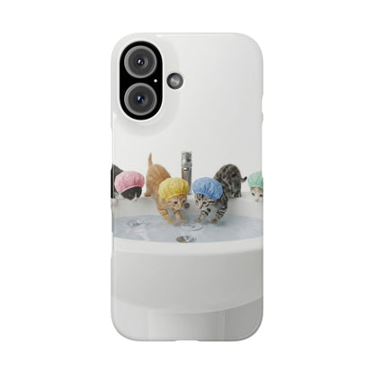 Slim Phone Case — Cute Kittens in Bathtub Design