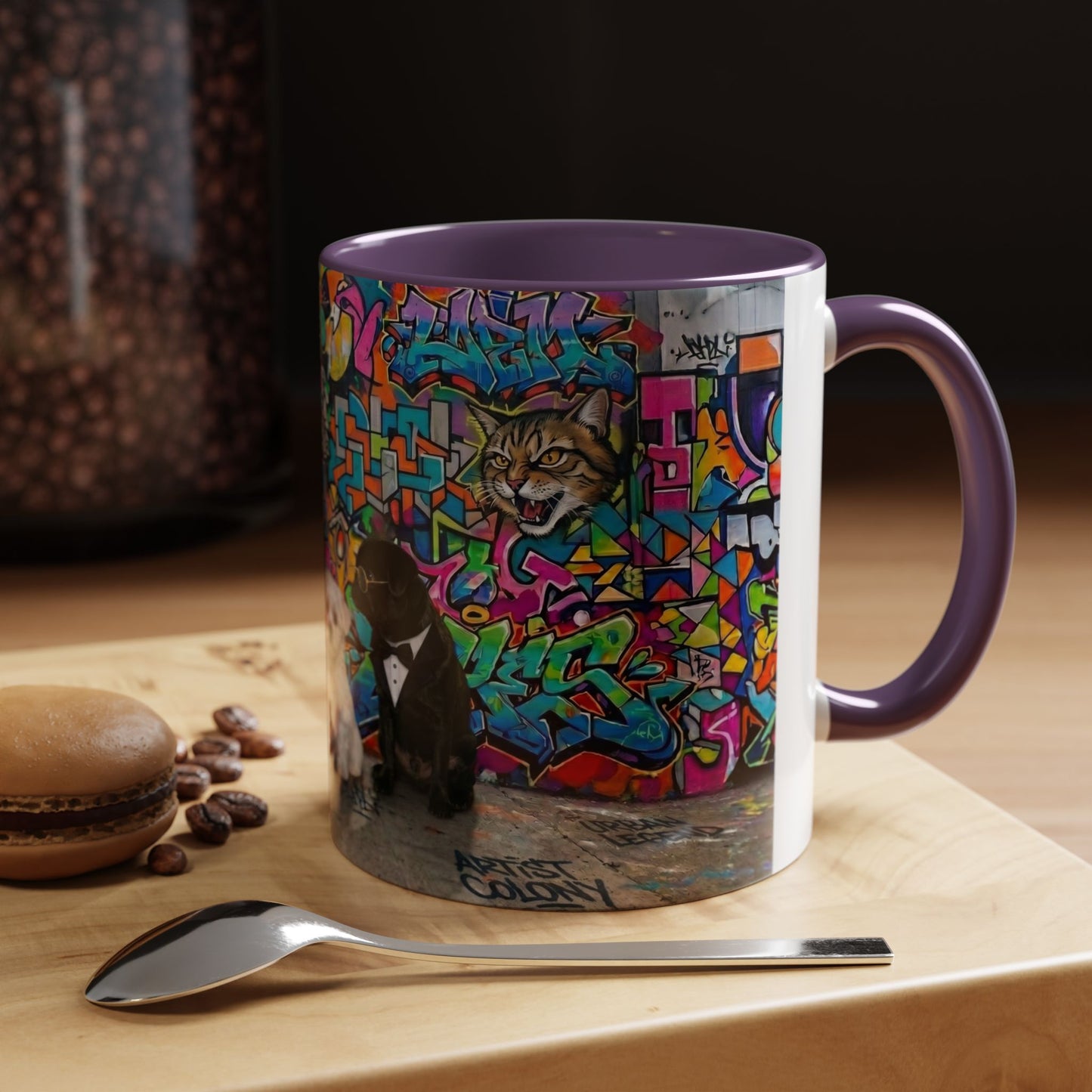 Graffiti Pets Coffee Mug — Colorful Street Art Dog & Cat Accent Mug (11/15oz)