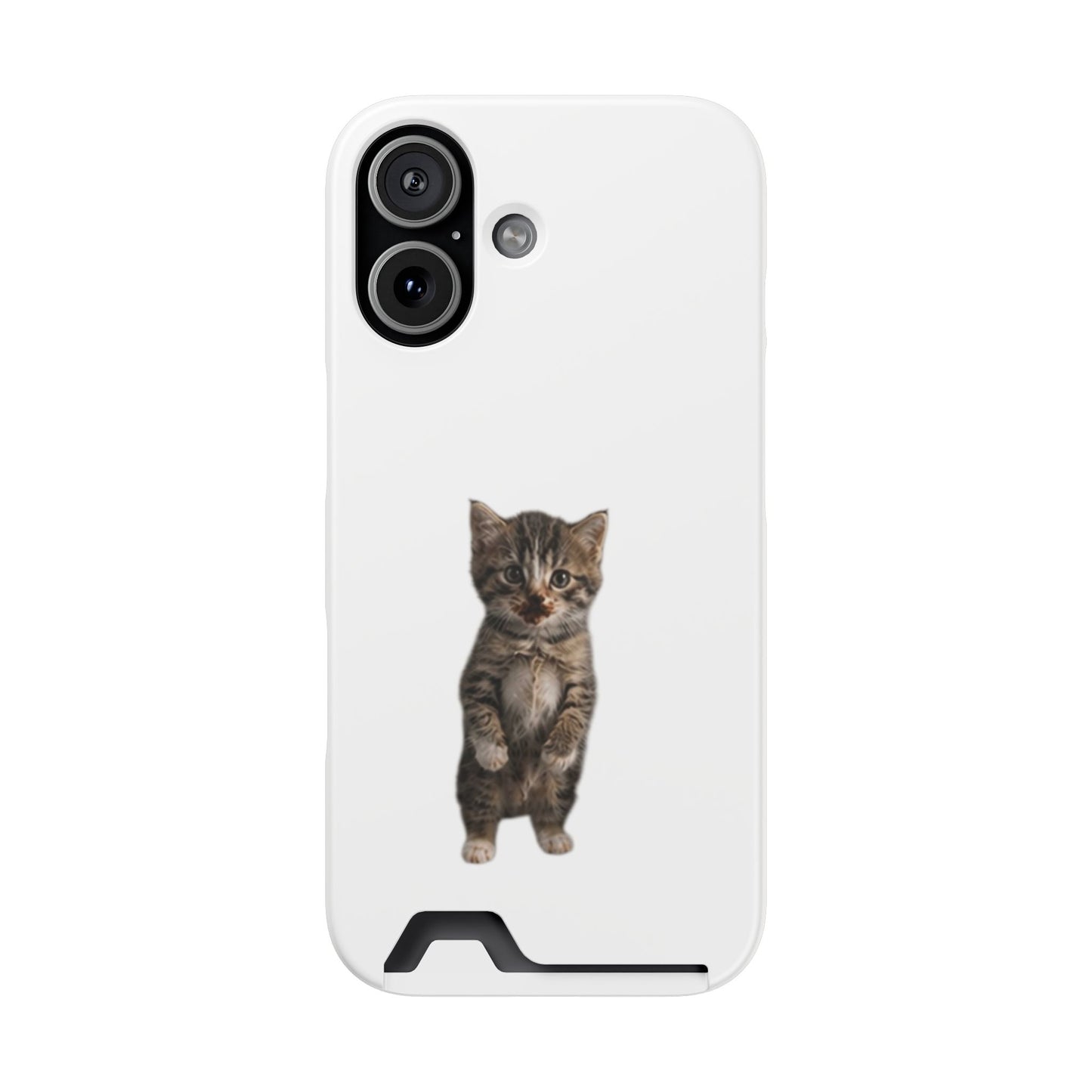 Cute Standing Kitten Phone Case with Card Holder