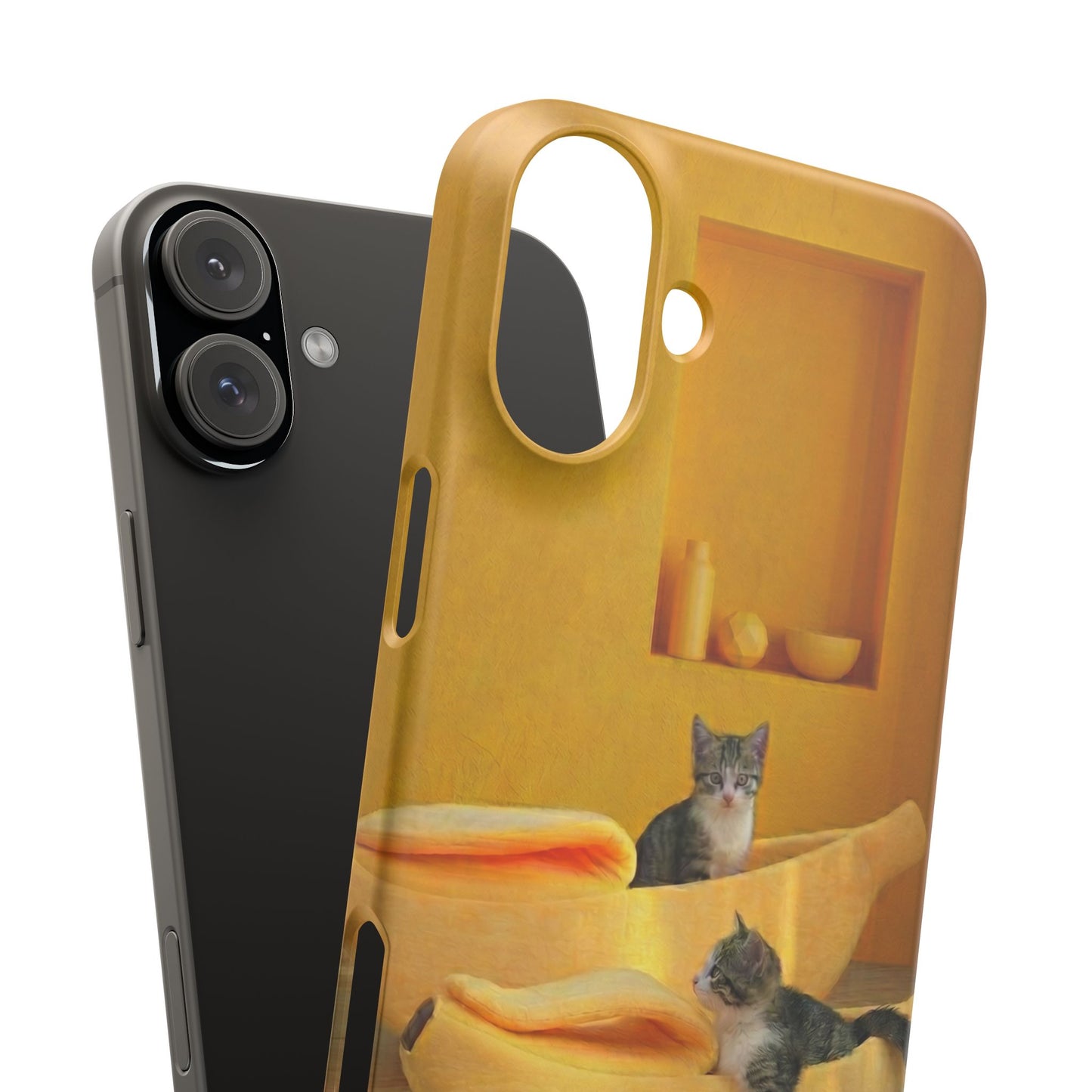 Cat Cozy Phone Case – Cute Kittens in Yellow Living Room Snap Case