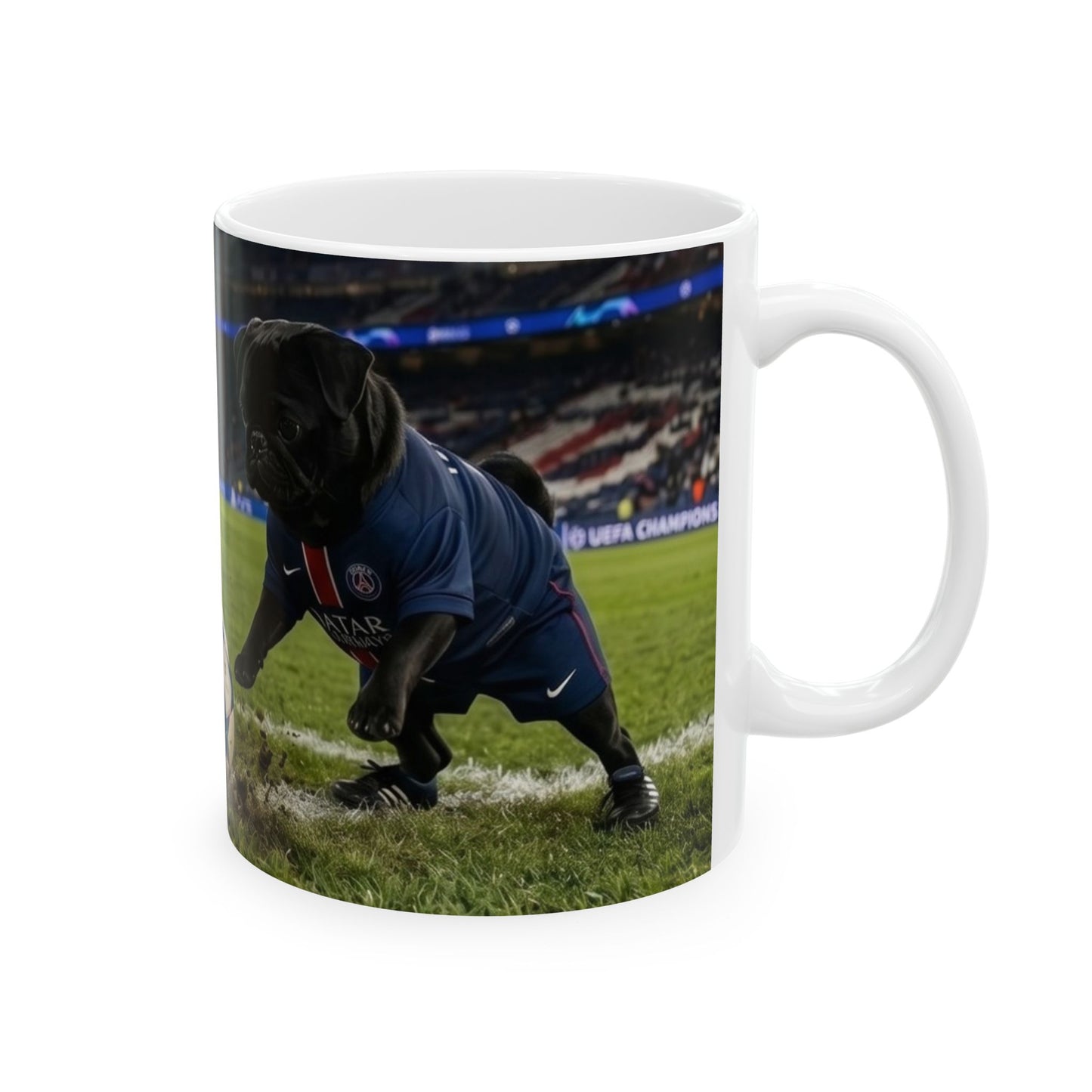 Soccer Pups Ceramic Mug — Cute Dogs Playing Football (11oz/15oz)