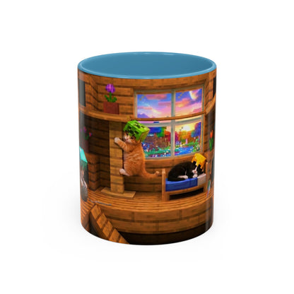Cozy Cat Tree Accent Coffee Mug — Cute Kitten Window Scene (11/15 oz)