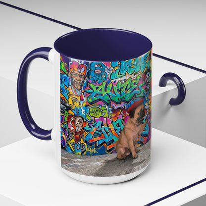 Graffiti Pug Coffee Mug — Colorful Street Art Accent Mug (11/15oz)