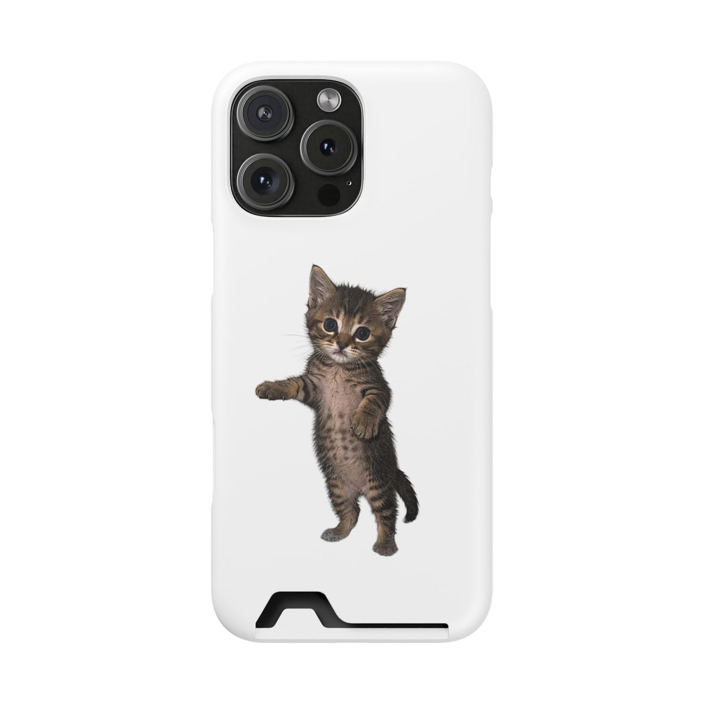 Cute Standing Kitten Phone Case with Card Holder