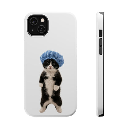 Cute Cat in Shower Cap Magnetic Impact-Resistant Phone Case