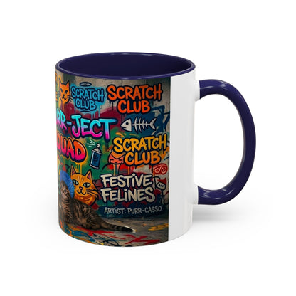 Graffiti Meow Squad Accent Coffee Mug — Cute Kittens ‘Purr-ject’ Street Art Design (11/15oz)