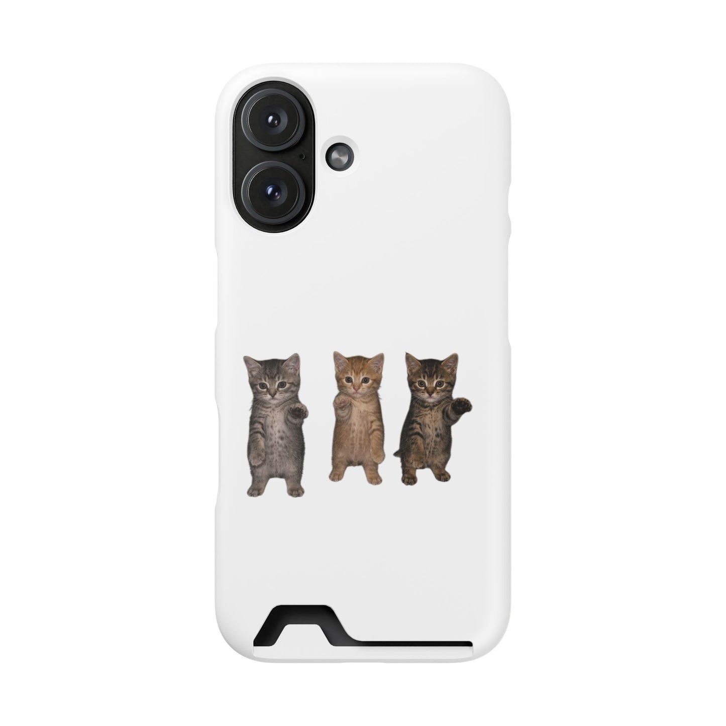 Cute Trio Kittens Phone Case with Card Holder