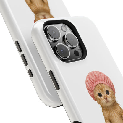 Cute Kitten in Shower Cap Magnetic Impact-Resistant Phone Case
