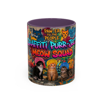 Graffiti Meow Squad Accent Coffee Mug — Cute Kittens ‘Purr-ject’ Street Art Design (11/15oz)