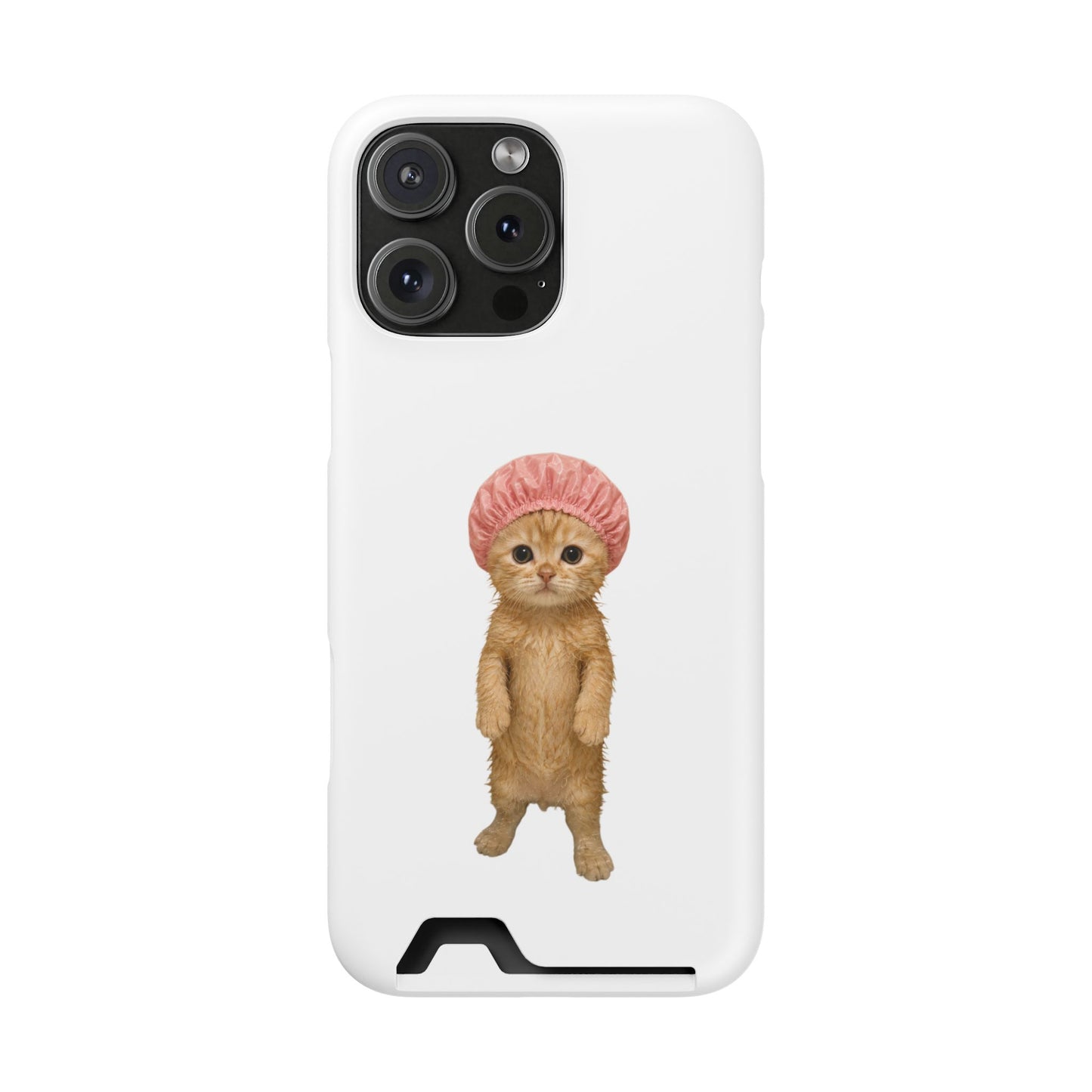 Cute Cat Shower Cap Phone Card Case