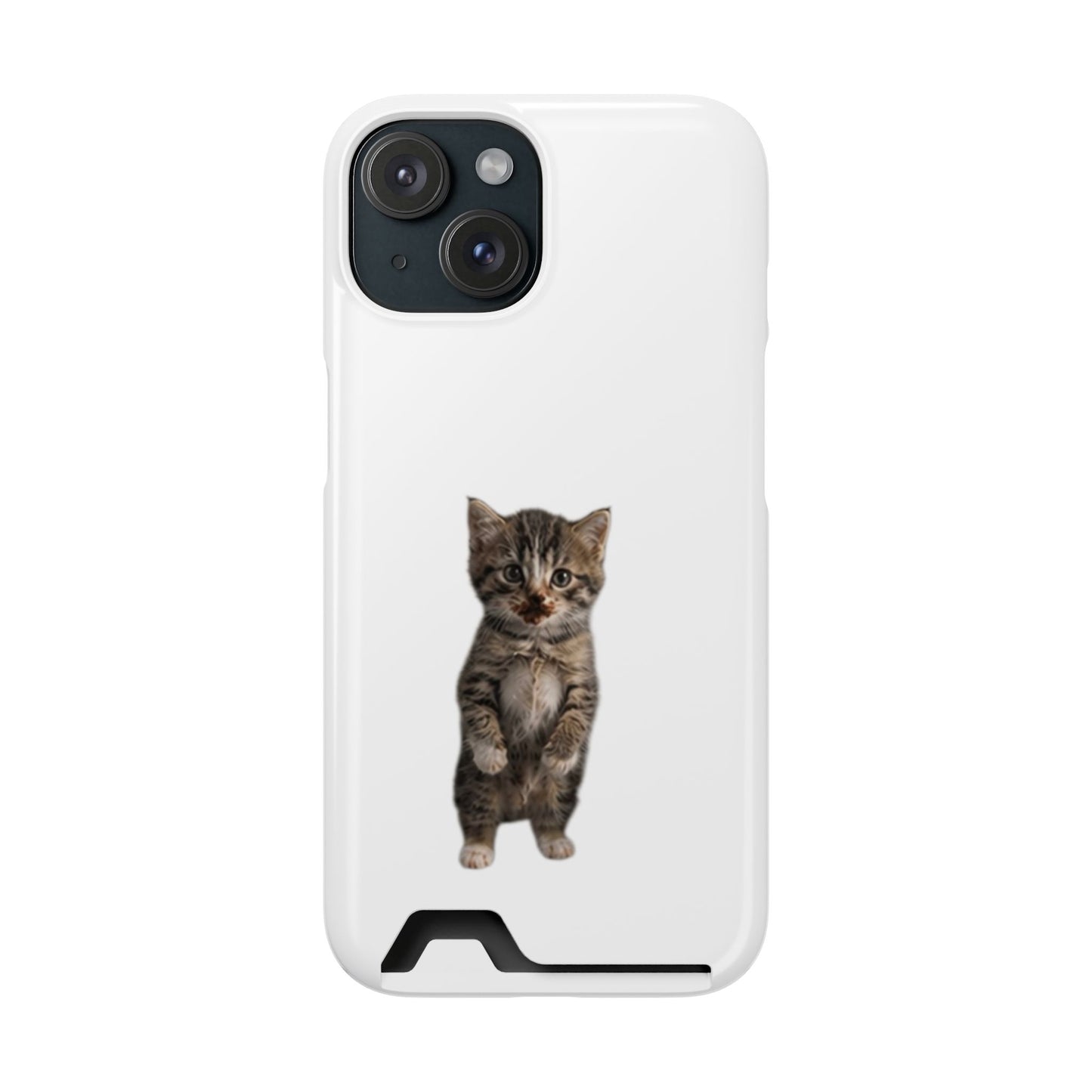 Cute Standing Kitten Phone Case with Card Holder