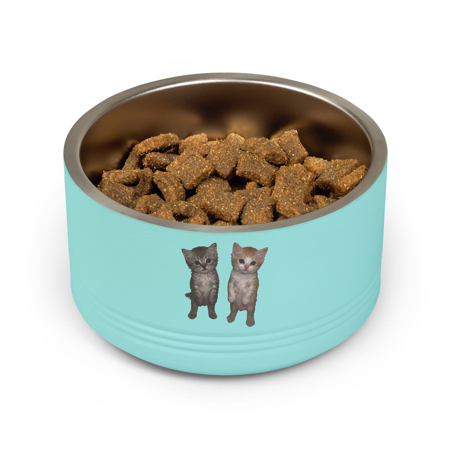 Duo Cute Cat Stainless Steel Pet Bowl — 18 oz