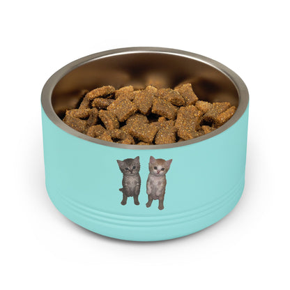 Duo Cute Cat Stainless Steel Pet Bowl — 18 oz