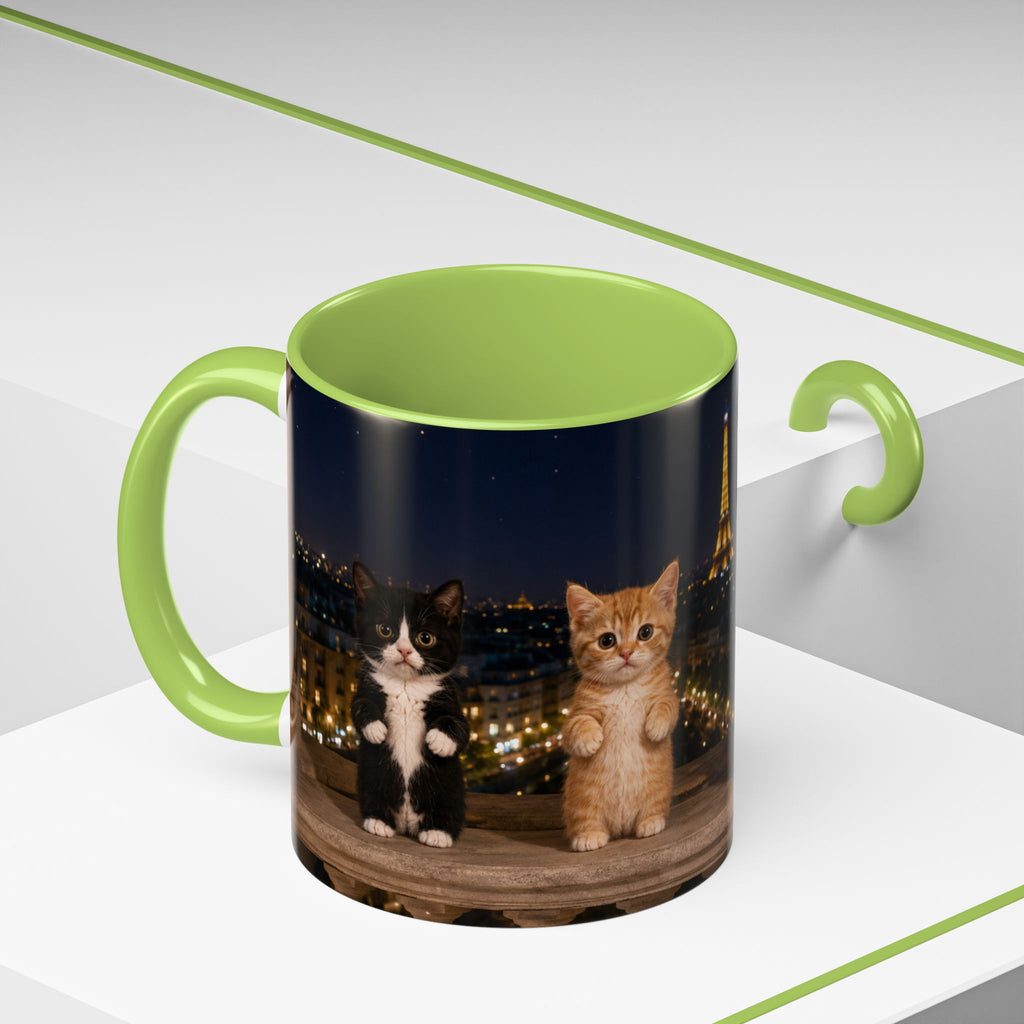Paris Kittens Coffee Mug — Cute Cat Nightscape Accent Mug (11/15 oz)
