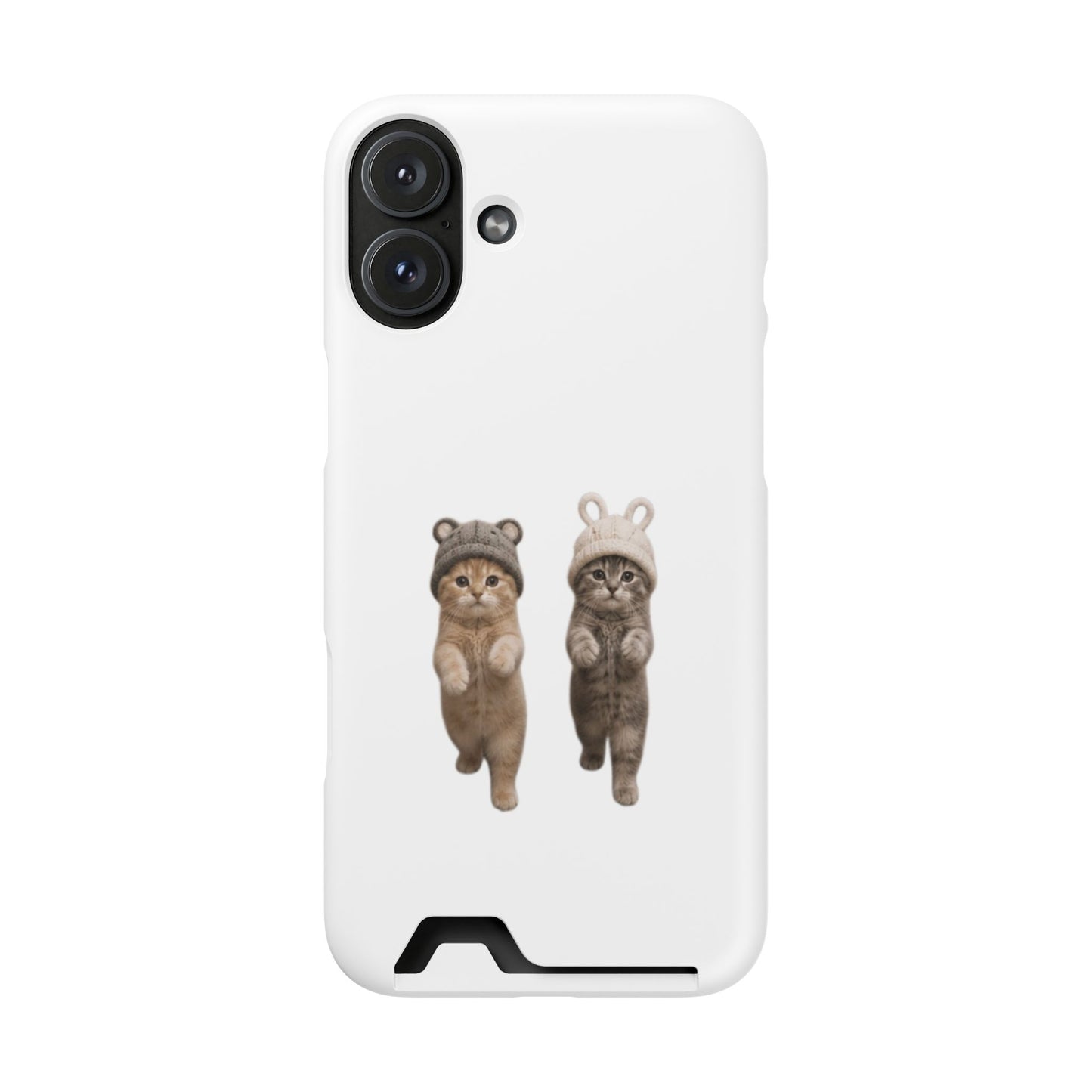 Kawaii Cats with Bear & Bunny  Cute Cat Duo Phone Card Case