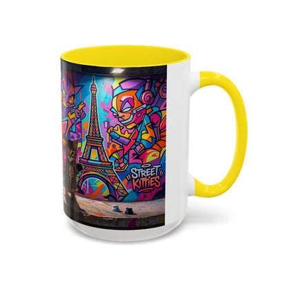 Street Kitties Graffiti Coffee Mug — Colorful Cat Art Accent Mug (11/15oz)