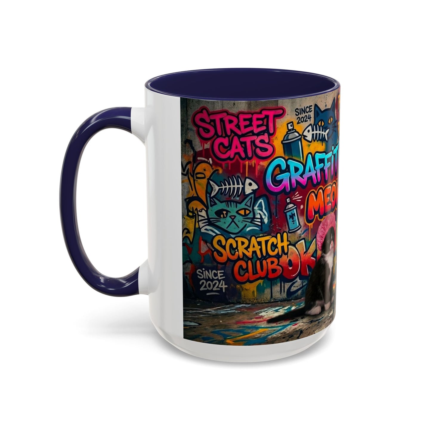 Graffiti Meow Squad Accent Coffee Mug — Cute Kittens ‘Purr-ject’ Street Art Design (11/15oz)