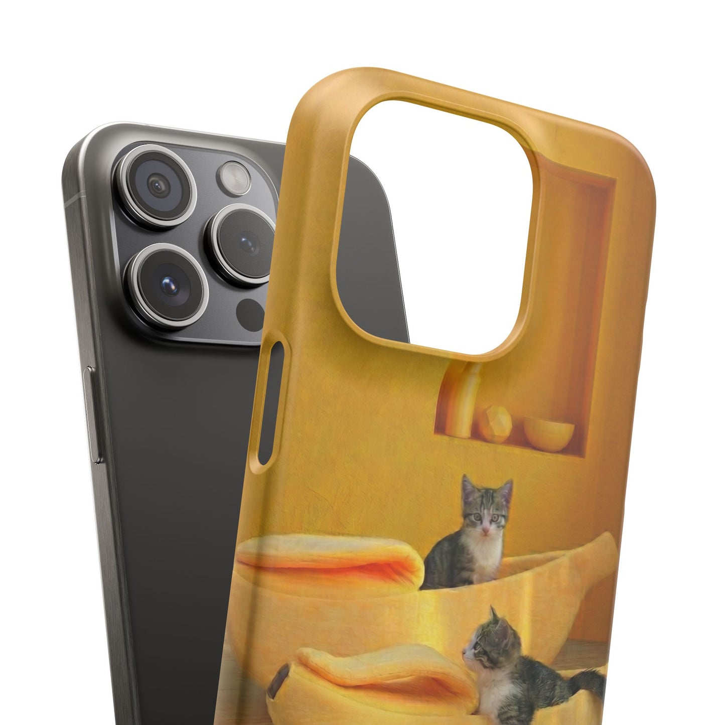 Cat Cozy Phone Case – Cute Kittens in Yellow Living Room Snap Case