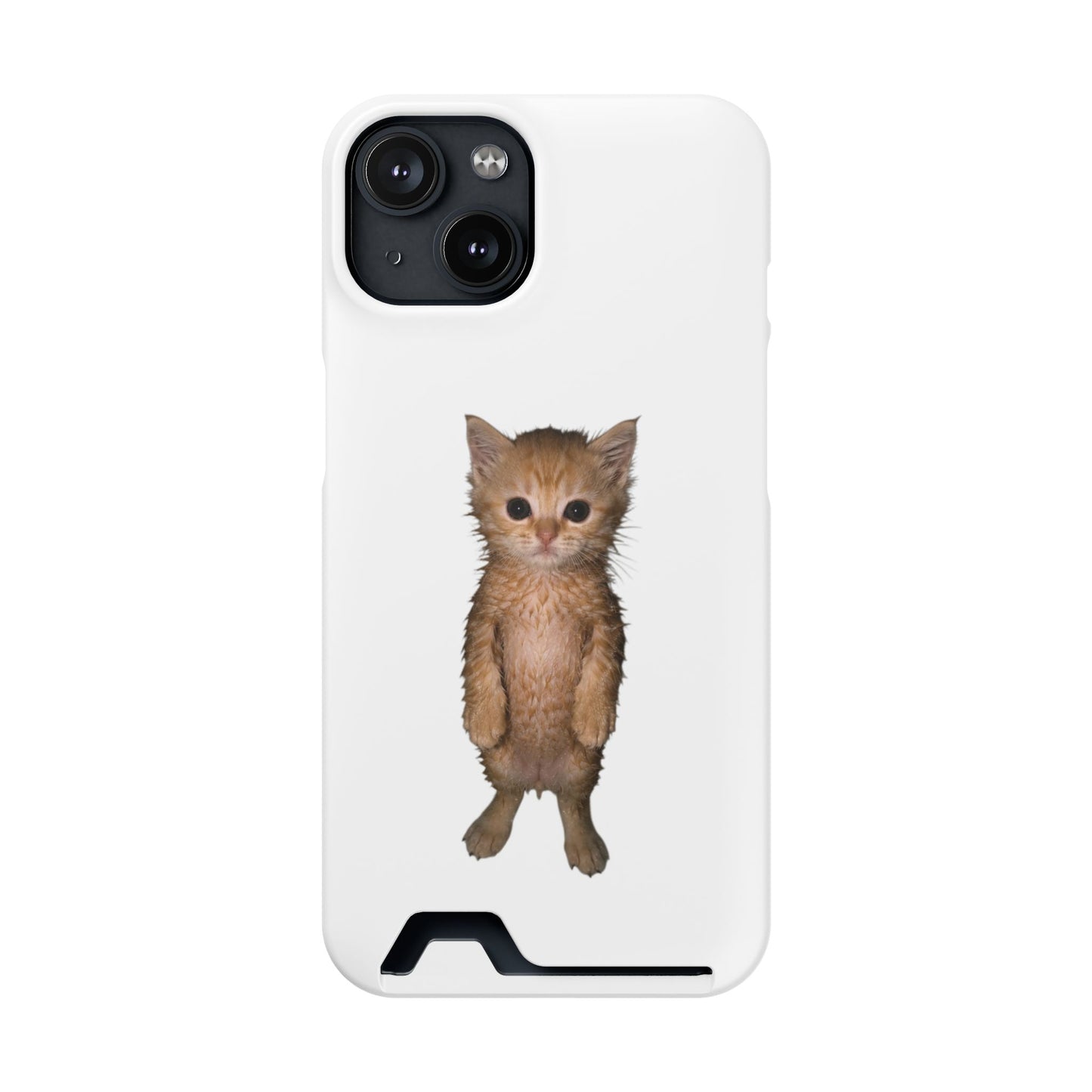 Cute Standing Kitten Phone Case with Card Holder