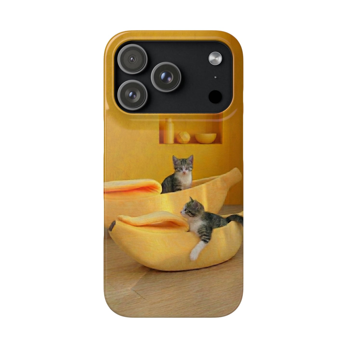 Cat Cozy Phone Case – Cute Kittens in Yellow Living Room Snap Case