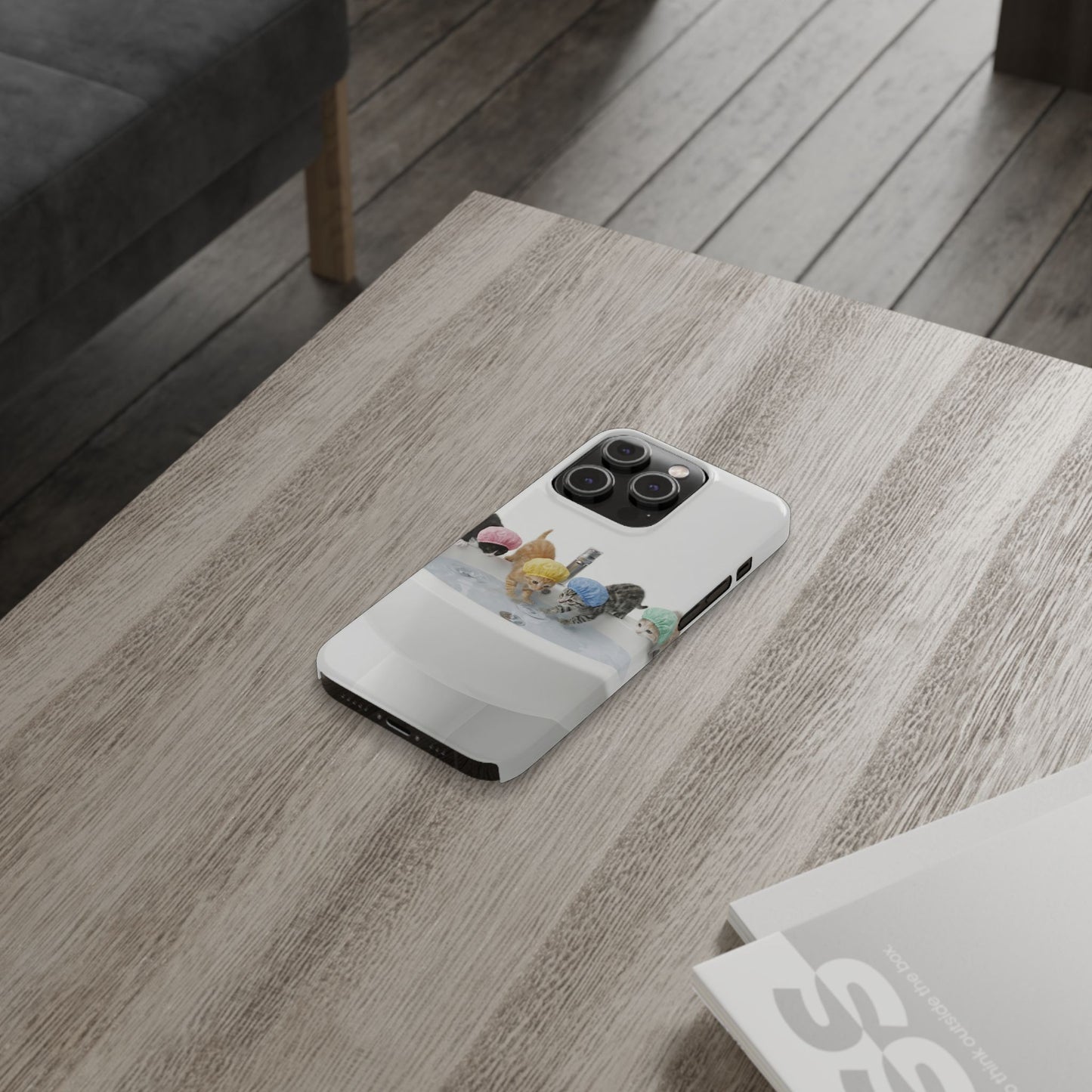Slim Phone Case — Cute Kittens in Bathtub Design