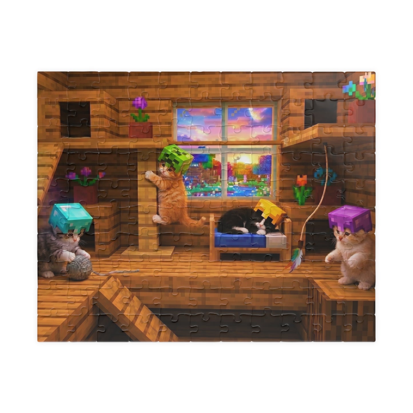 Cozy Cat Cabin Jigsaw Puzzle — Cute Cats in a Wooden Loft (110–1014 pcs)