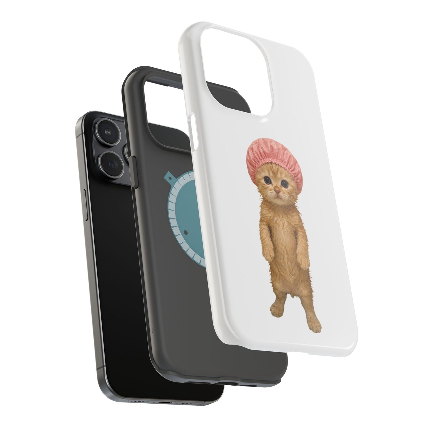 Cute Kitten in Shower Cap Magnetic Impact-Resistant Phone Case