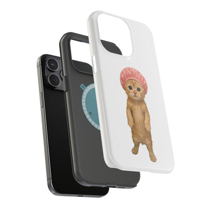 Cute Kitten in Shower Cap Magnetic Impact-Resistant Phone Case