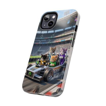 Racing Cats Tough Phone Case — Cute Kittens Driving Racecar Phone Cover