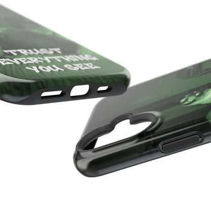 Phone Case 'Trust Everything You See' Green Dog Photo Magnetic Impact-Resistant Case