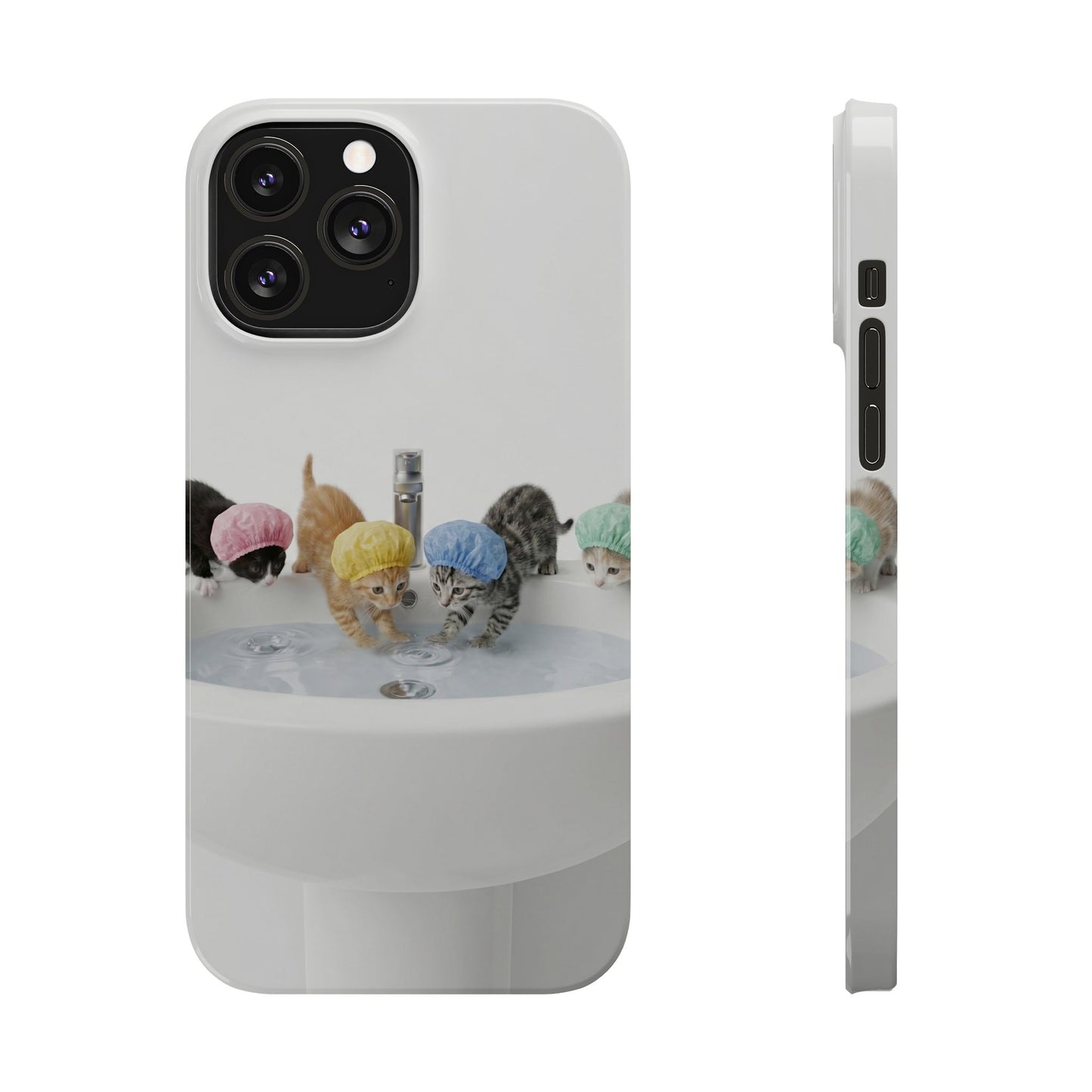 Slim Phone Case — Cute Kittens in Bathtub Design