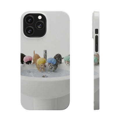 Slim Phone Case — Cute Kittens in Bathtub Design