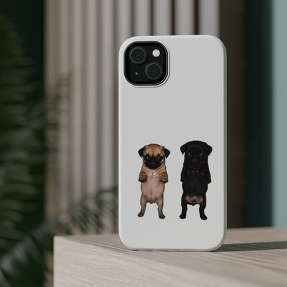 Cute Standing Pug Duo Magnetic Impact-Resistant Phone Case