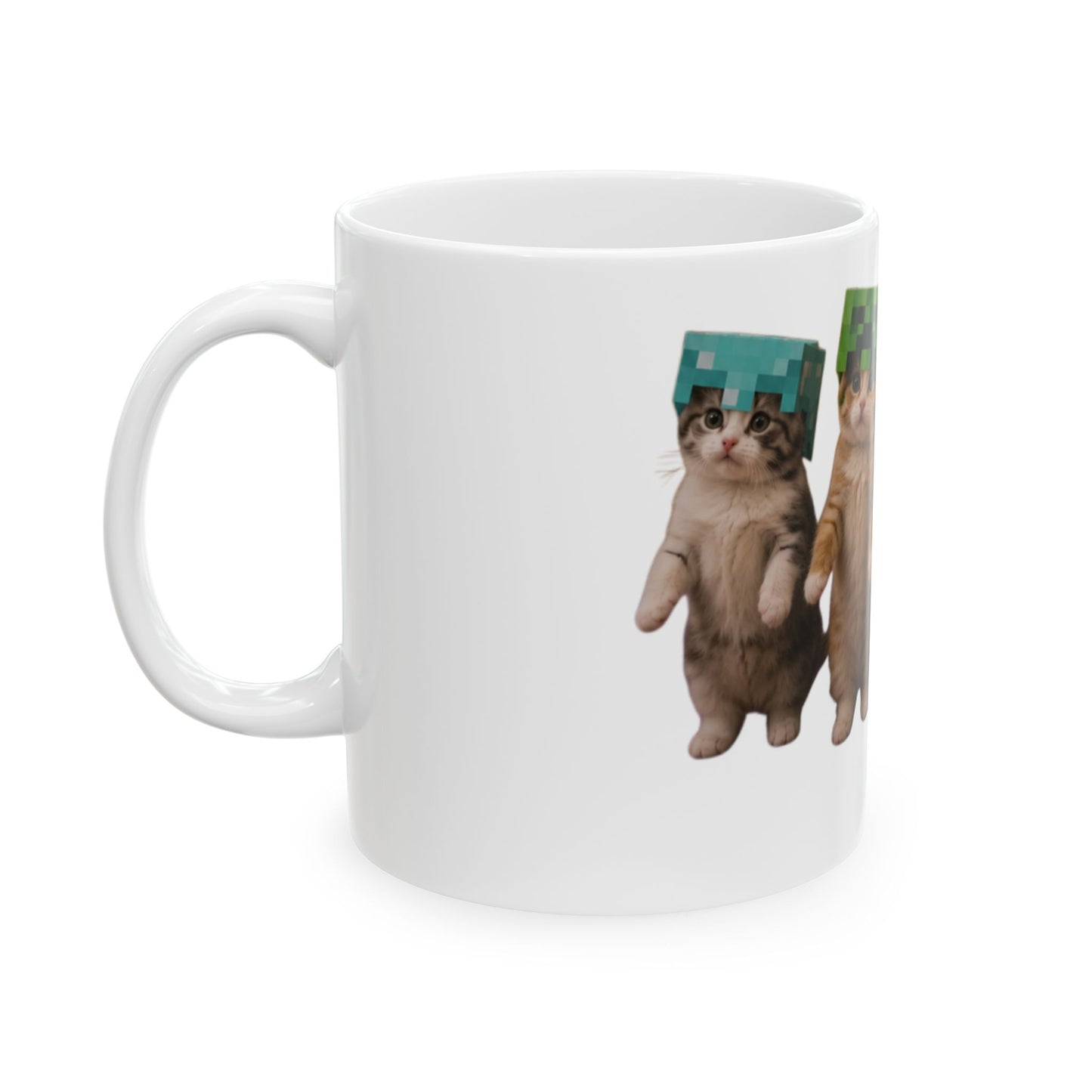 Cute Dancing Kittens Minecraft Helmet  Ceramic Mug (11oz & 15oz)