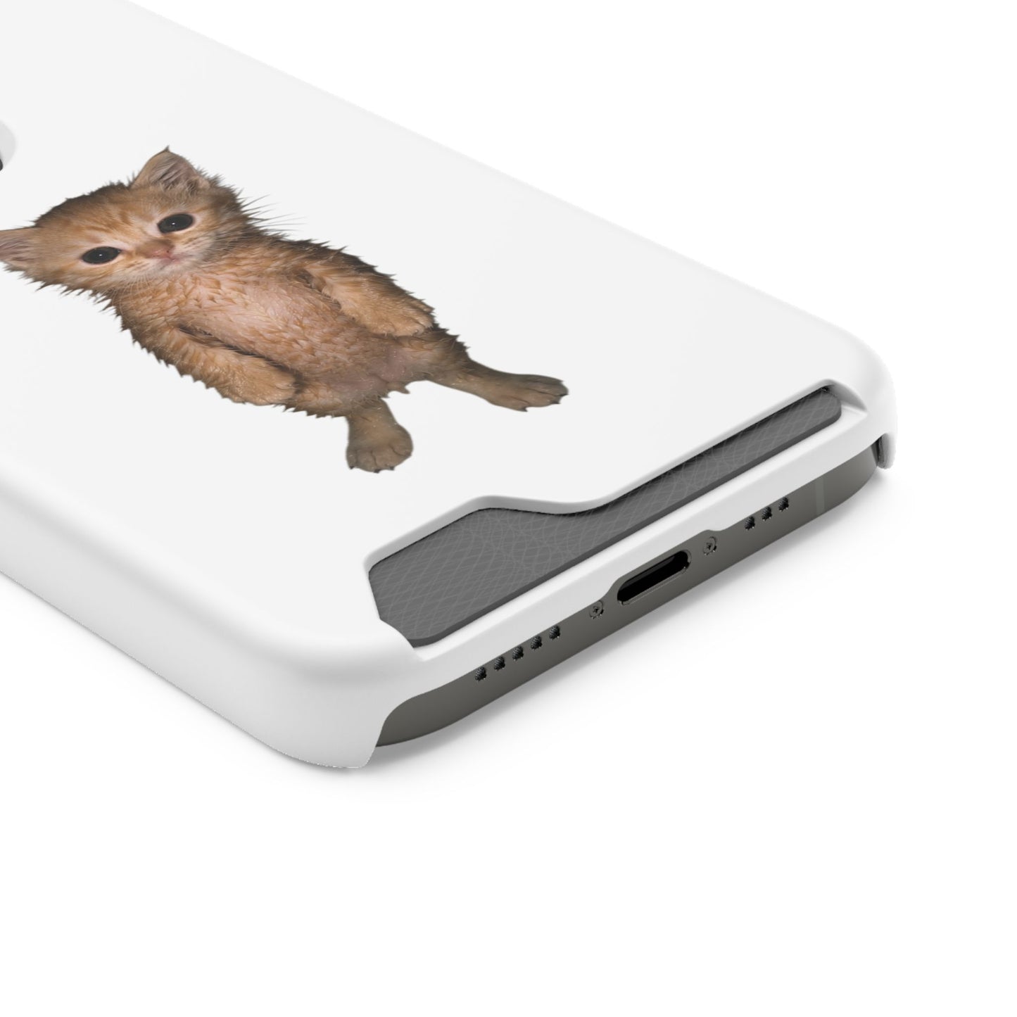 Cute Standing Kitten Phone Case with Card Holder