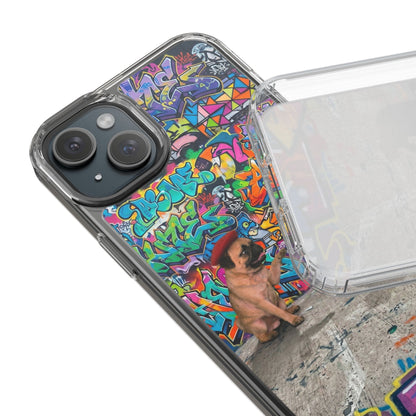 Clear Phone Case — Colorful Graffiti Pugs Design