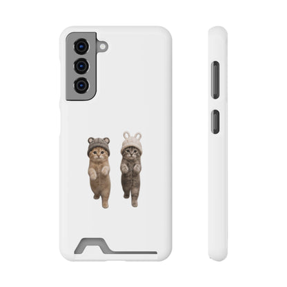 Kawaii Cats with Bear & Bunny  Cute Cat Duo Phone Card Case