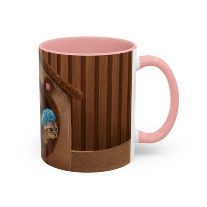 Cute Kittens in Shower Caps Accent Coffee Mug — Pink Interior 11/15oz