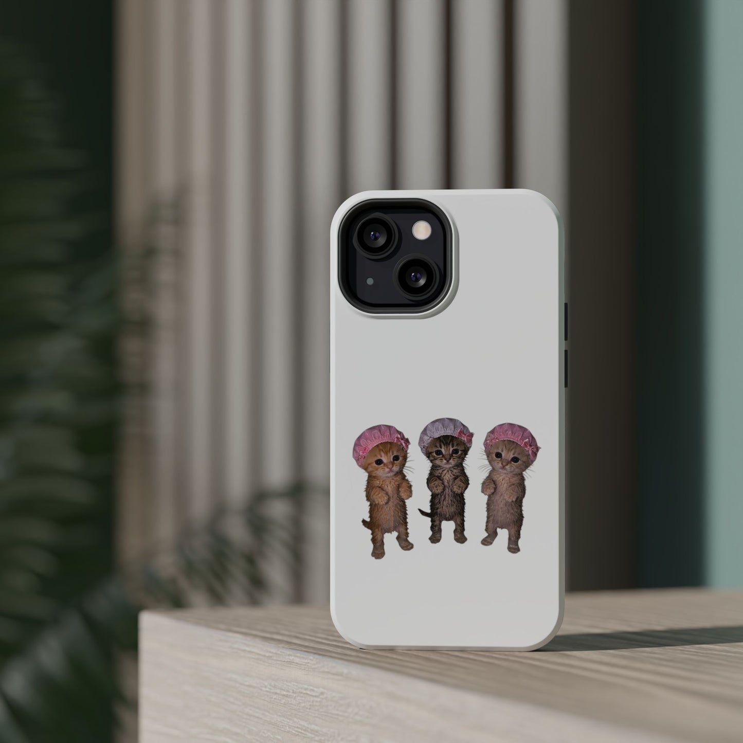 Cute Standing Kittens with Shower Caps  Phone Case