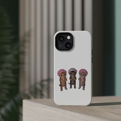 Cute Standing Kittens with Shower Caps  Phone Case
