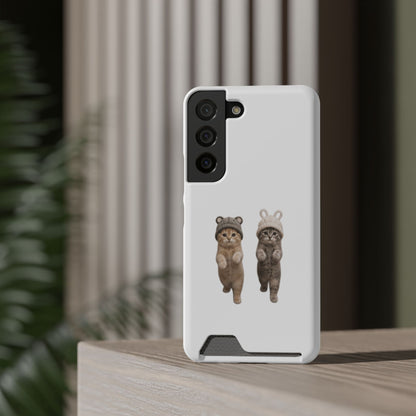Kawaii Cats with Bear & Bunny  Cute Cat Duo Phone Card Case