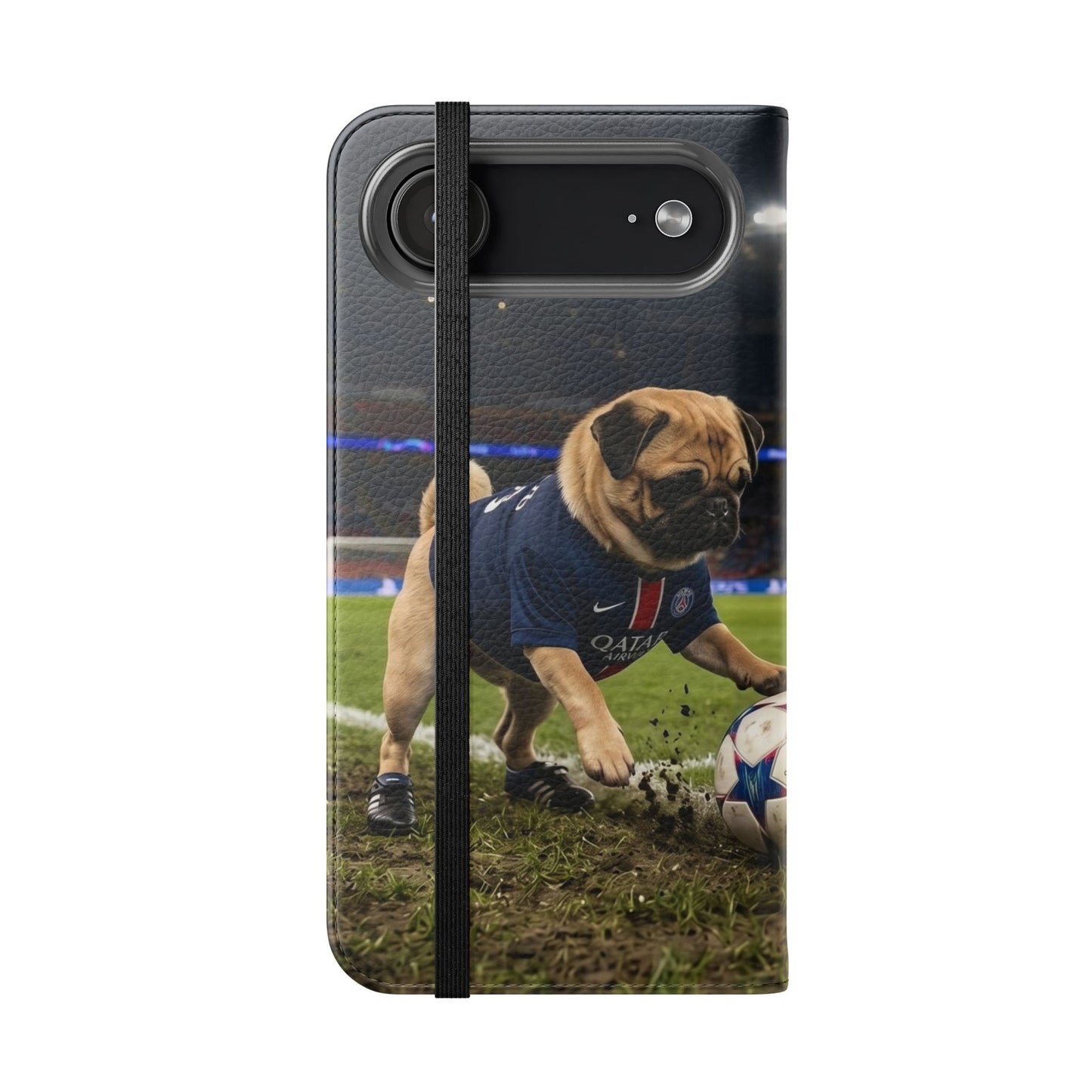 Flip Phone Case — Cute Soccer Pugs Design Wallet Cover