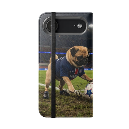 Flip Phone Case — Cute Soccer Pugs Design Wallet Cover